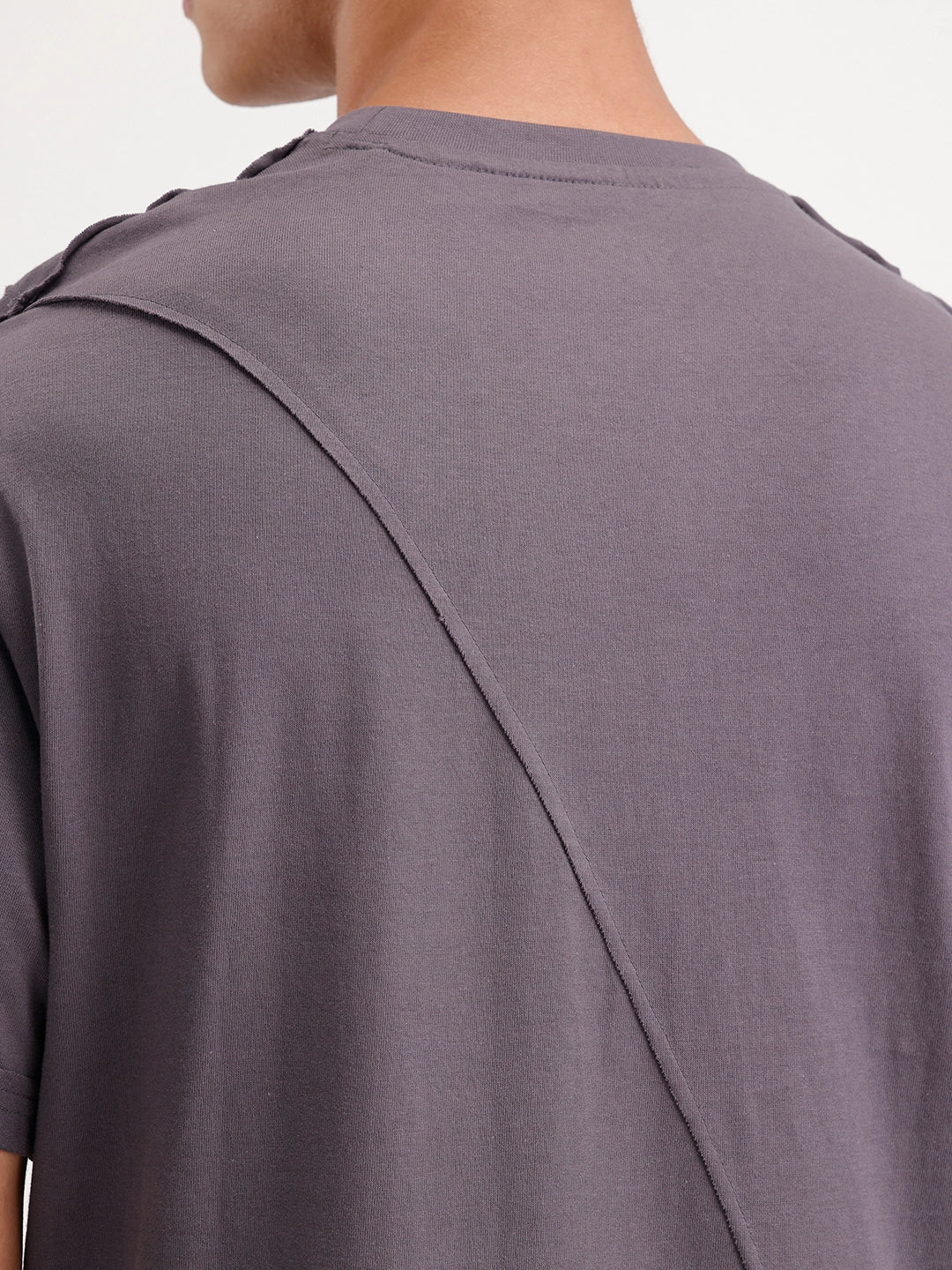Solid Oversized Cut & Sew T-Shirt | Dark Grey