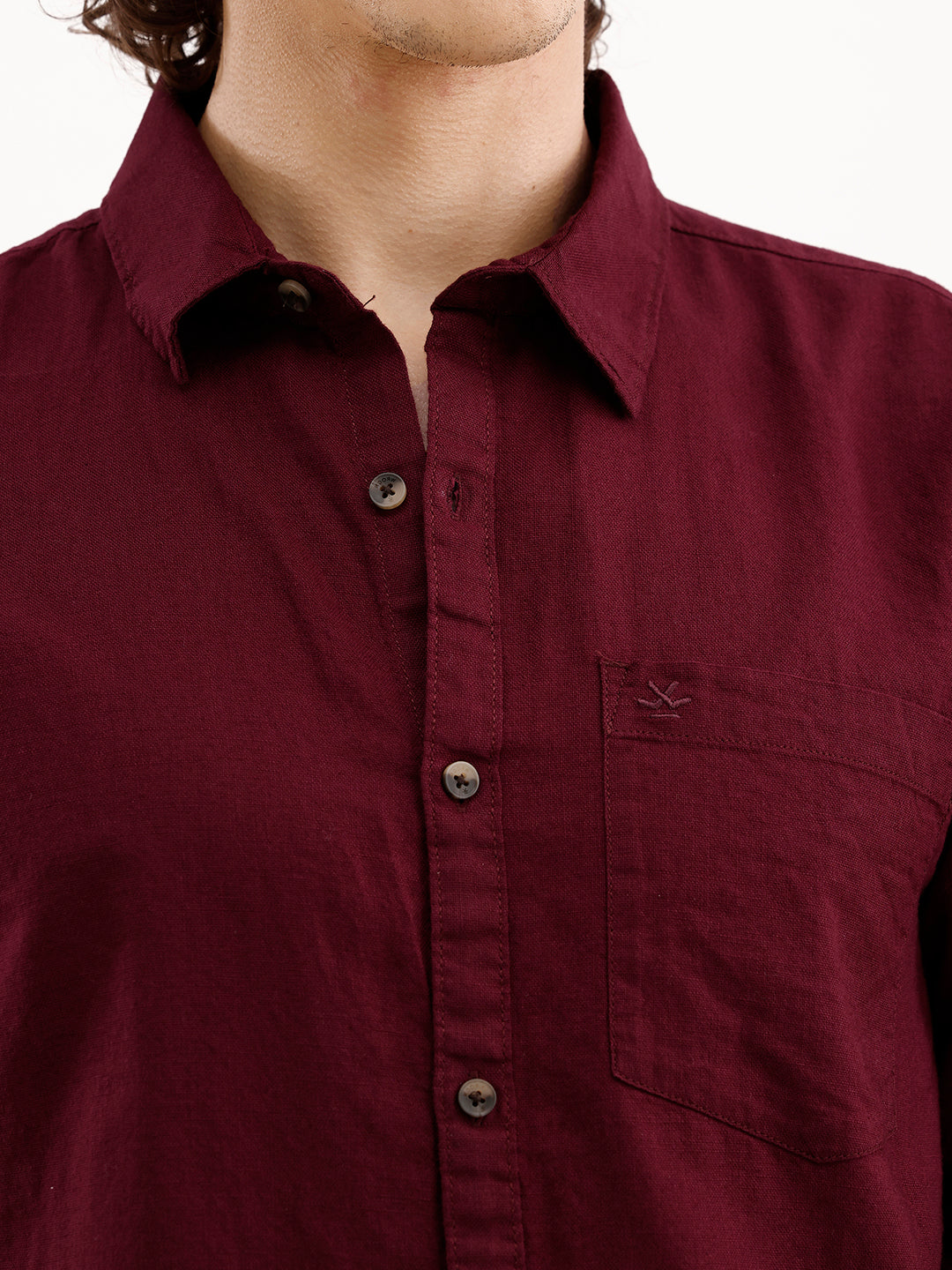 Solid Regular Fit Shirt | Wine