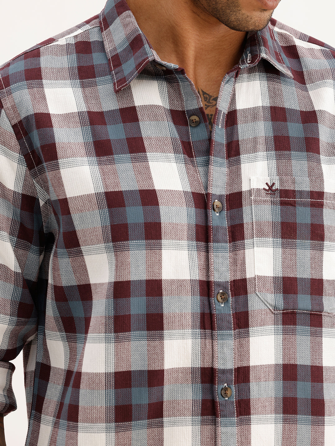 Classic Regular Fit Checkered Shirt | Wine