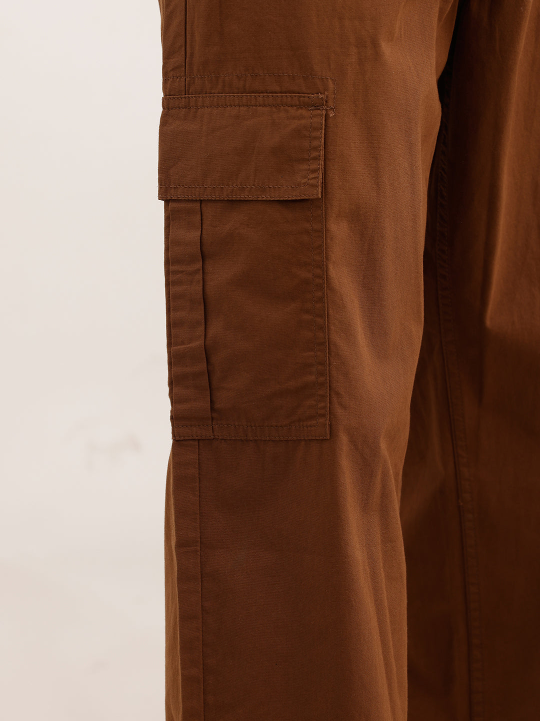 Solid Straight Fit Cargo Trousers | Brown | WVTR4005F