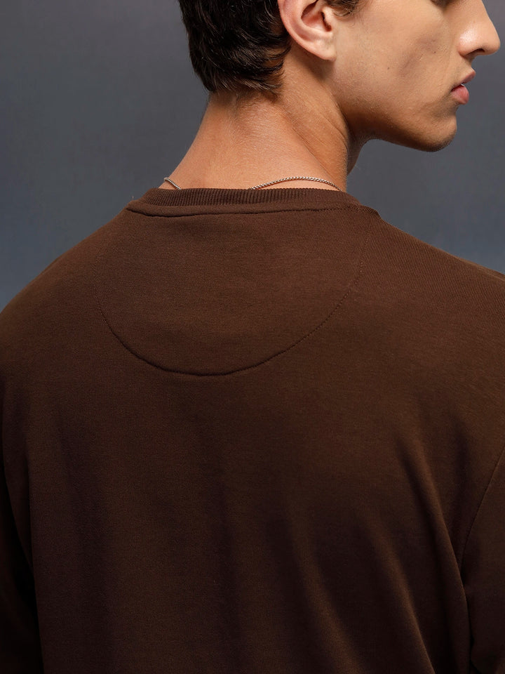 Men's Comfort Fit Wrogn branded Sweatshirt  | Brown