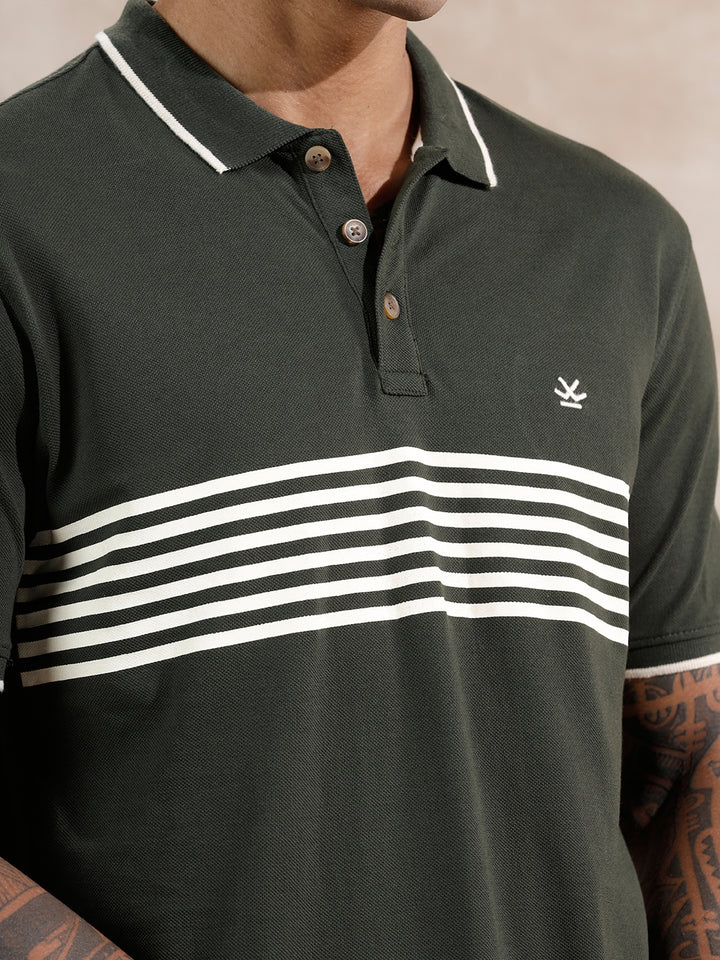 Striped Polo Tshirt | Olive