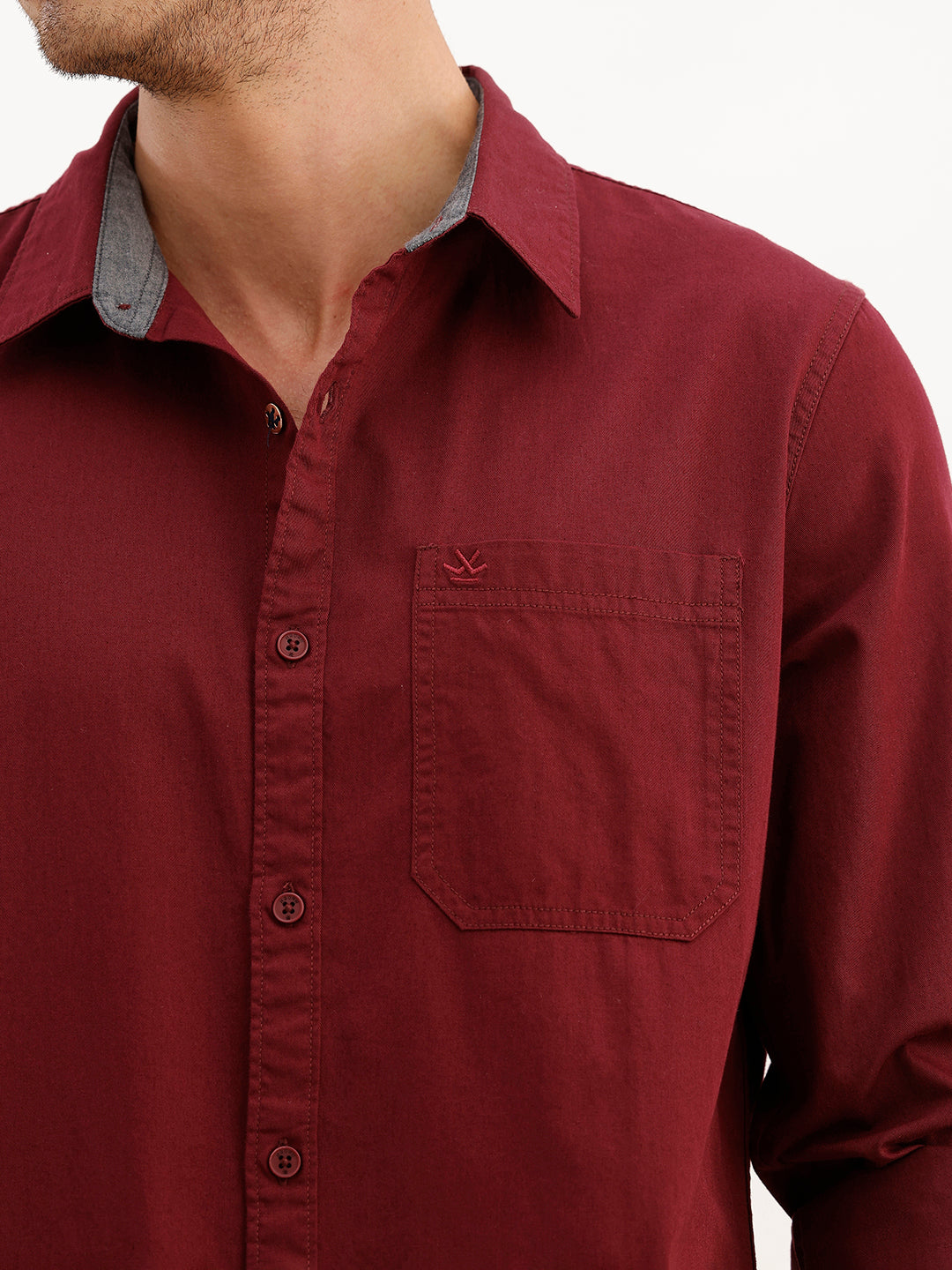 Solid Regular Fit Full Sleeve Shirt | Maroon