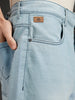 Wrogn Men's Casual Straight Fit Jeans with Contrast Stitch Detail | Light Blue