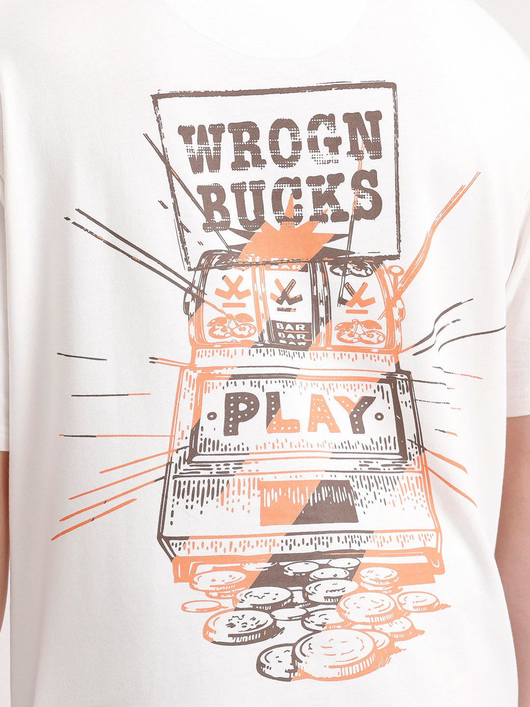 Classic Oversized Back Printed T-Shirt  | Beige