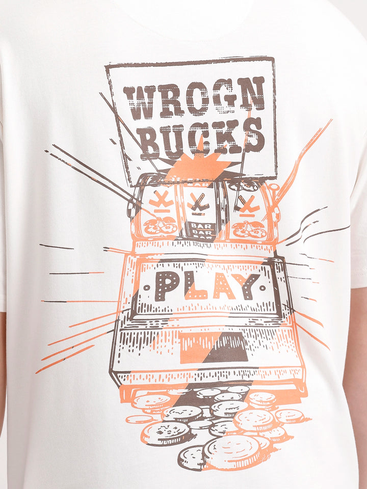 Classic Oversized Back Printed T-Shirt  | Beige