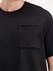Oversized Solid Patch Pocket T-Shirt | Black