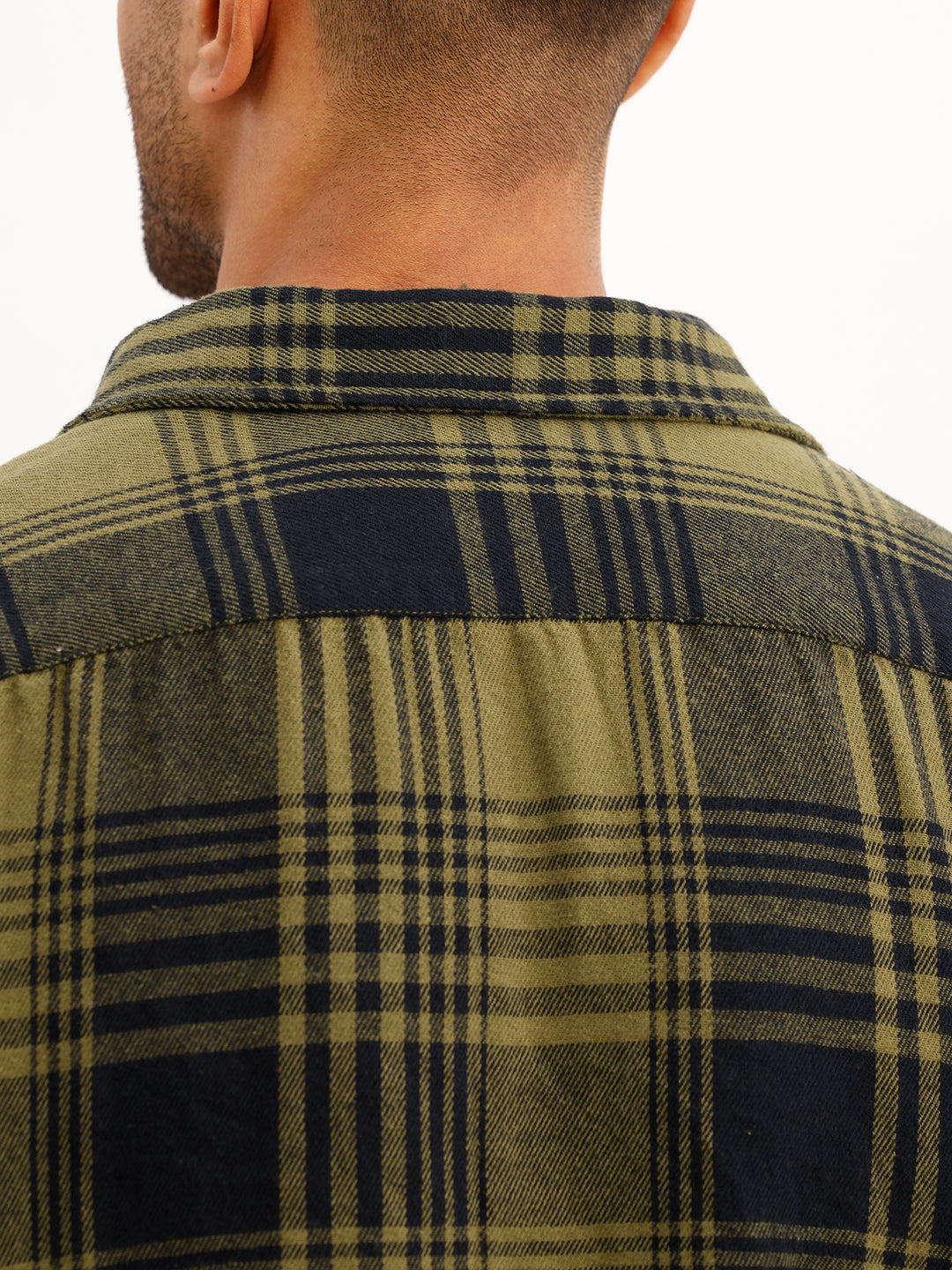 Classic Slim Fit Checkered Shirt | Olive