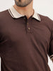 Slim Fit Flat Knit Polo T-Shirt | Brown