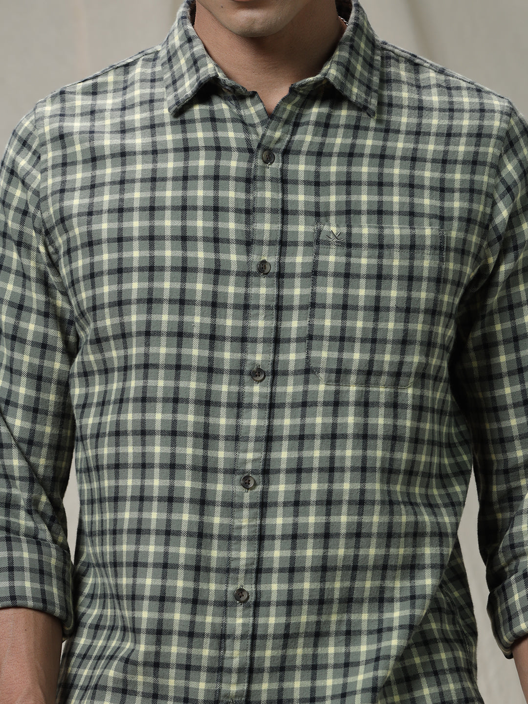 Checked Grids Green Shirt