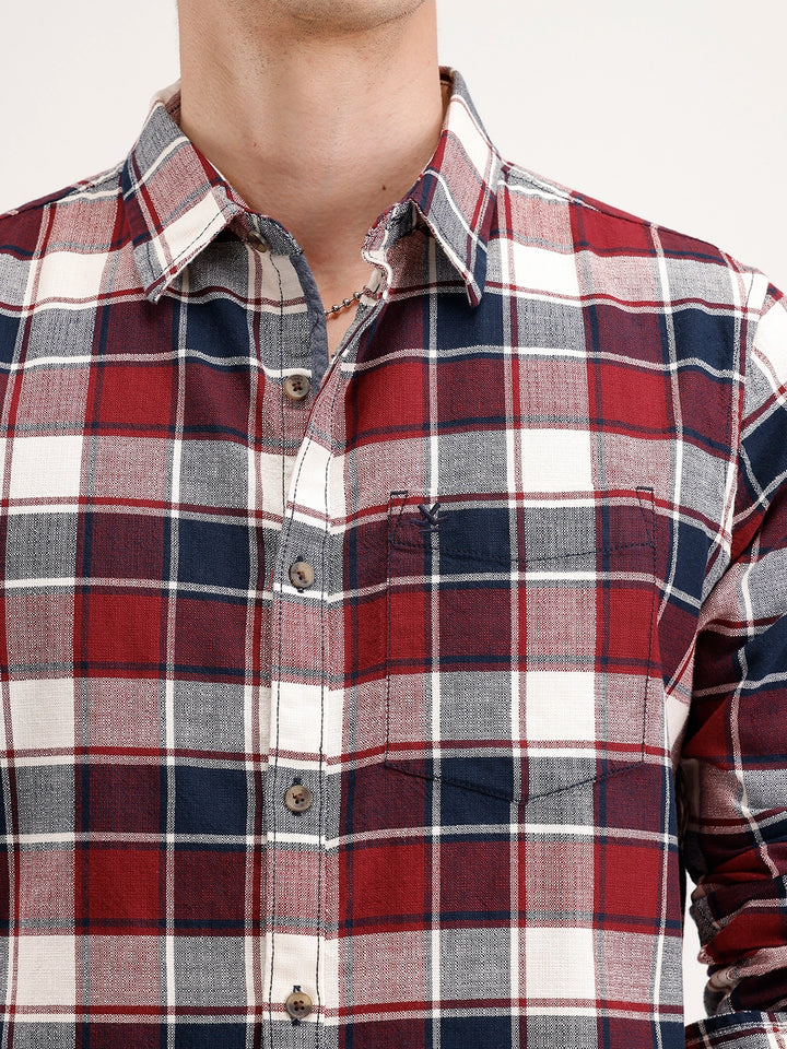 Slim Fit Checkered Shirt | Red