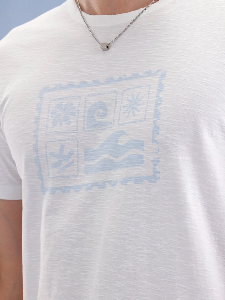 Slim Fit Textured T-Shirt  | Off White