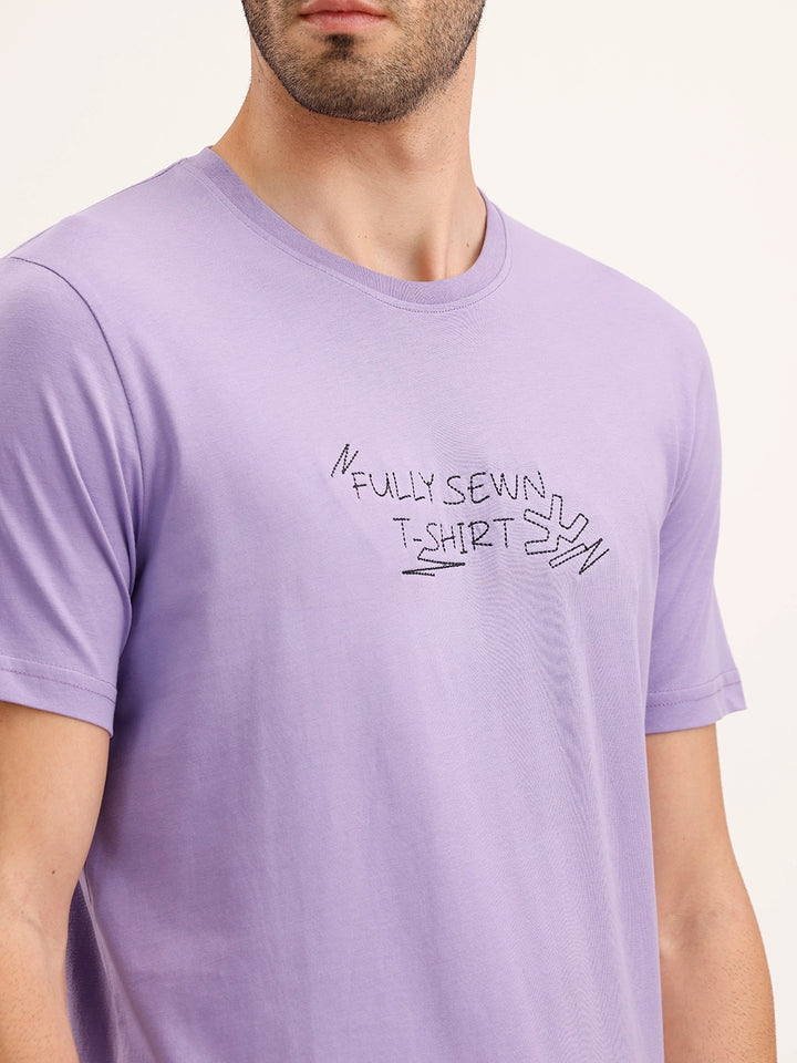 Slim Fit Embroidered T-Shirt | Lavender