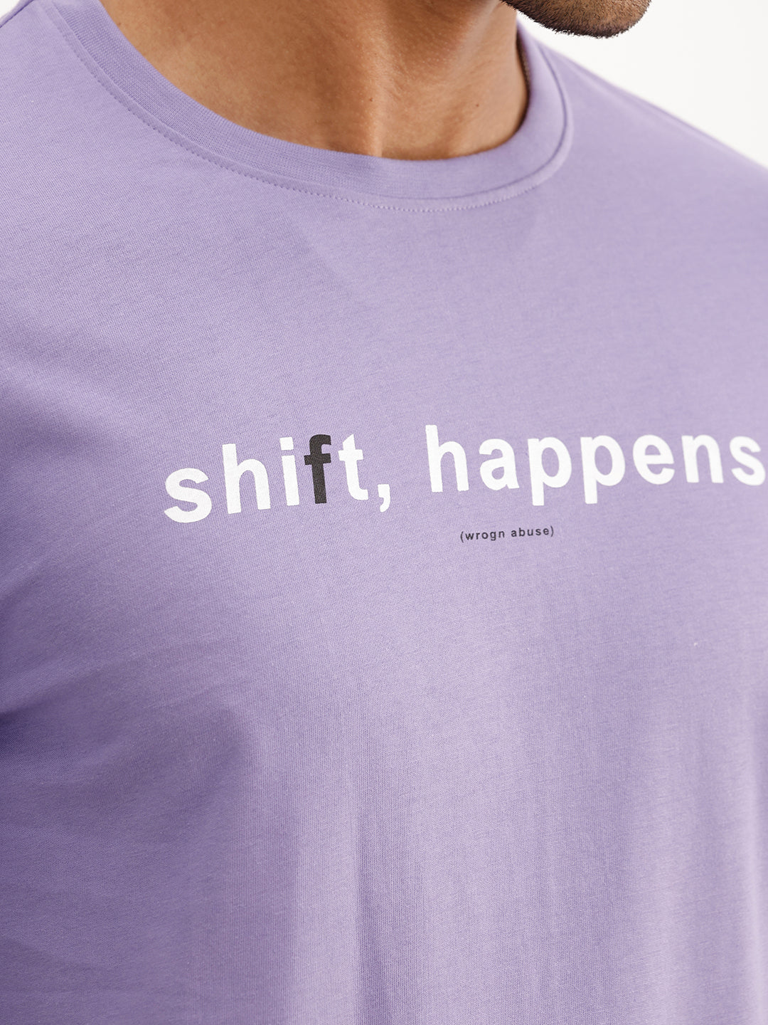 Slim Fit Placement Printed T-Shirt | Lavender