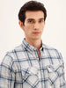 Regular Fit Double Pocket Checkered Shirt | Blue