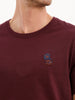 Slim Fit Quirky Emroidered Patch Detail T-Shirt | Wine