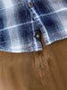 Casual Slim Fit Shadow Checkered Pattern Shirt  | Navy Blue