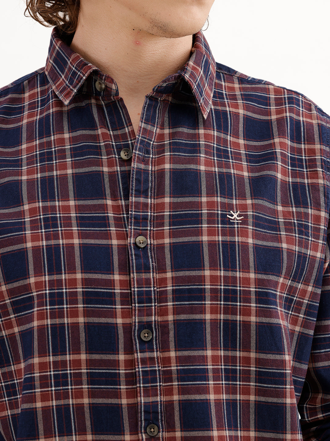 Slim Fit Checkered Shirt | Brown