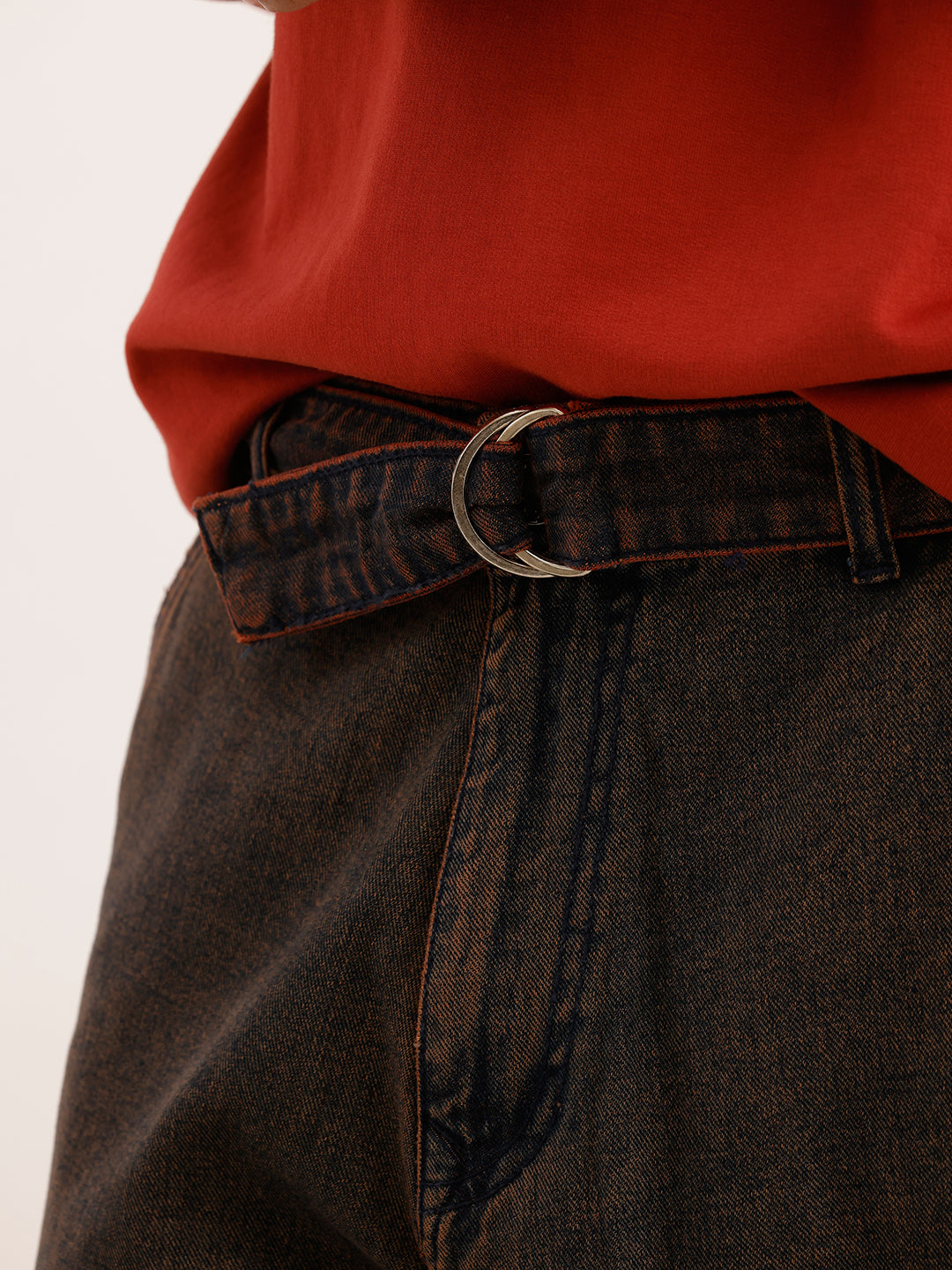 Washed Baggy Fit Denim Jeans | Brown