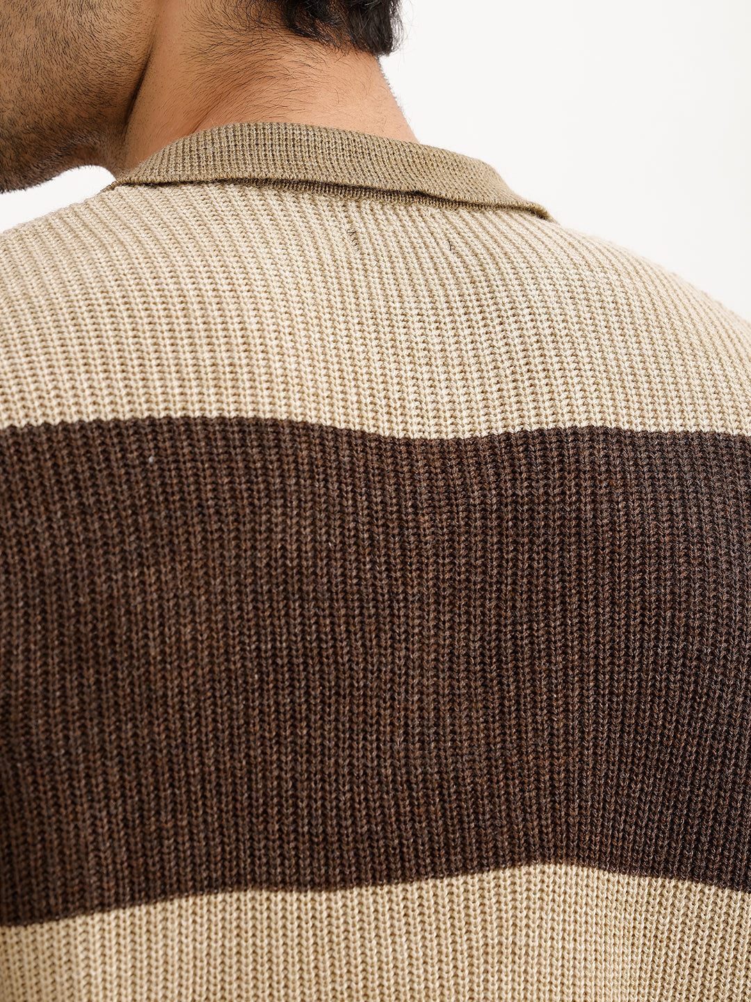 Classic Striped Knitted Sweater | Beige
