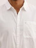 Solid Slim Fit Striped Shirt | White