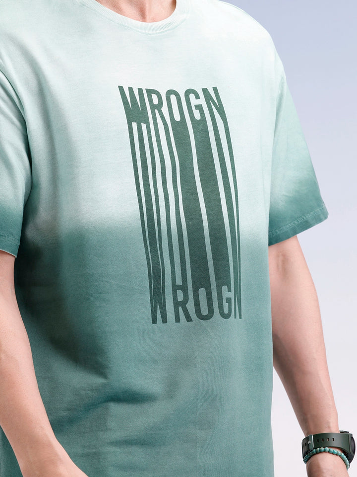 Oversized Gradient Printed T-Shirt  | Green
