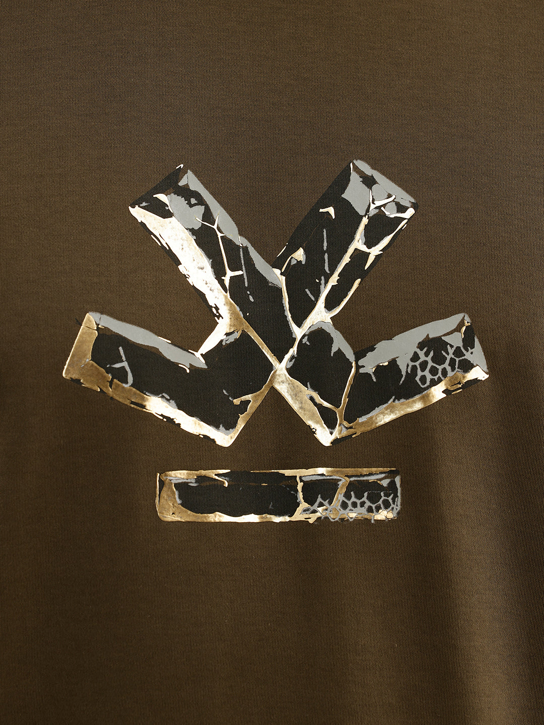 Slim Fit Foil Printed T-Shirt | Olive | WTS02HSSL1053S