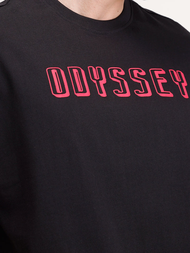 Oversized Placement Printed T-Shirt | Black