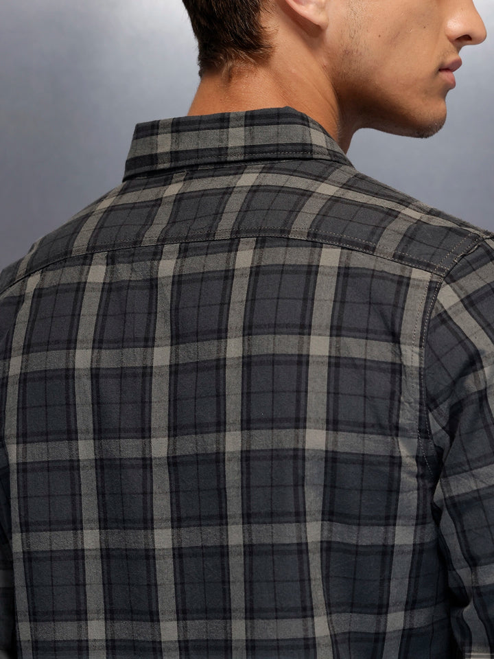 Men's casual classic check shirt | Grey
