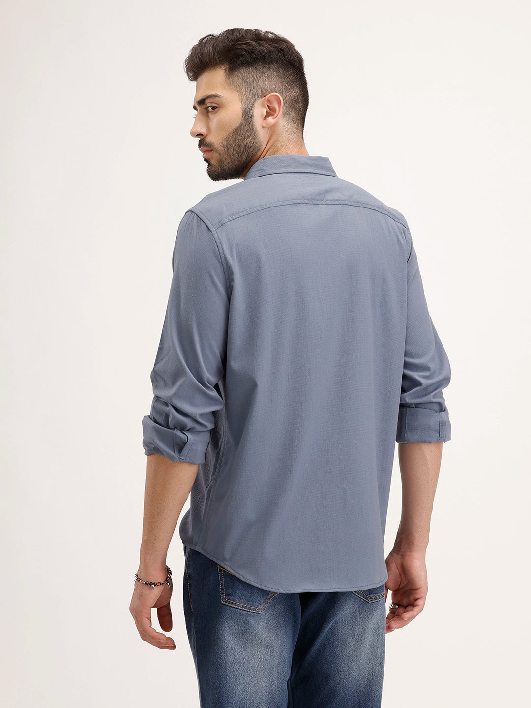 Regular Fit Double Pocket Shirt | Blue