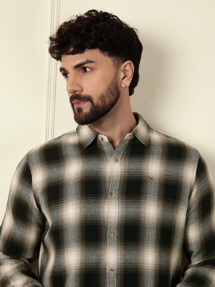 Shadow Checked Cotton Shirt | Black