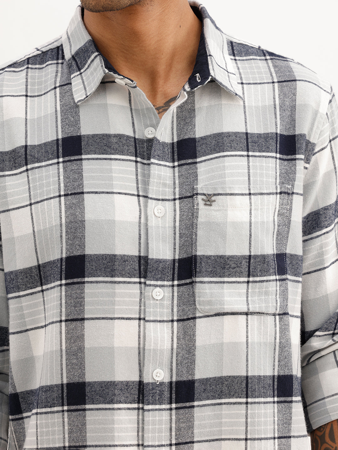 Flannel Slim Fit Full Sleeve Shirt | Grey