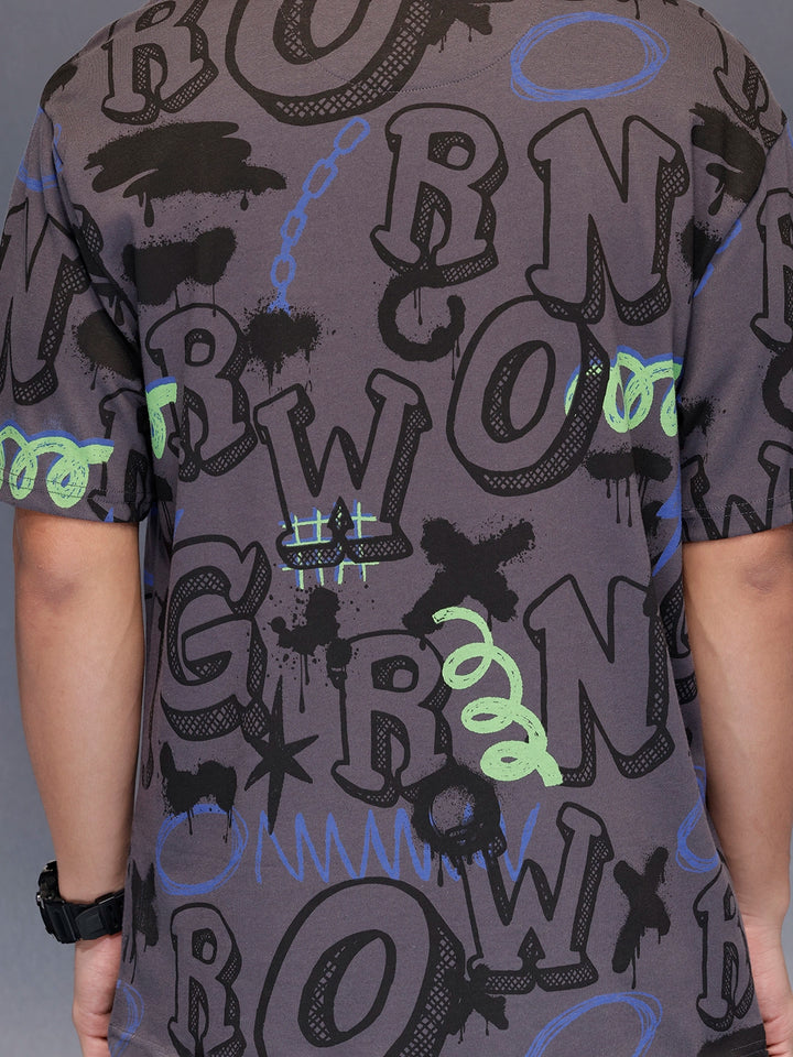 Graphic oversized tee | Charcoal