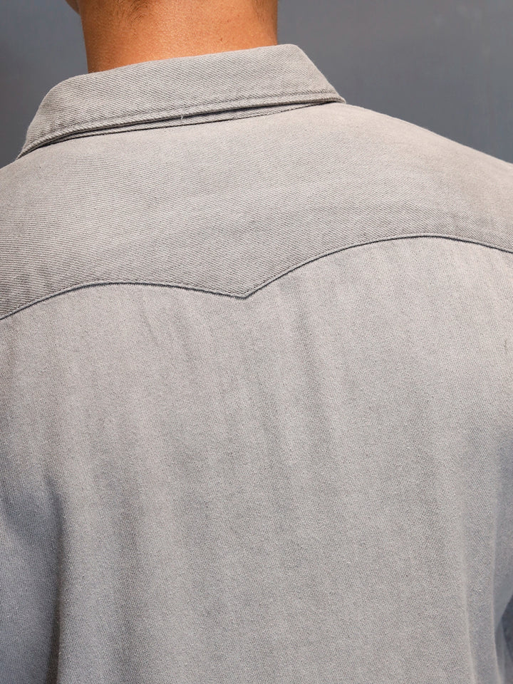 Men's Casual Slim Fit Denim Shirt | Grey