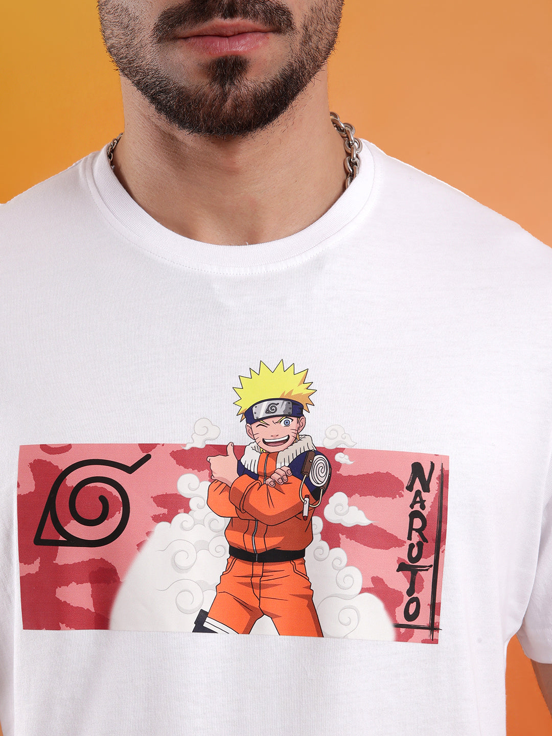 Printed White Uzumaki Naruto T-Shirt