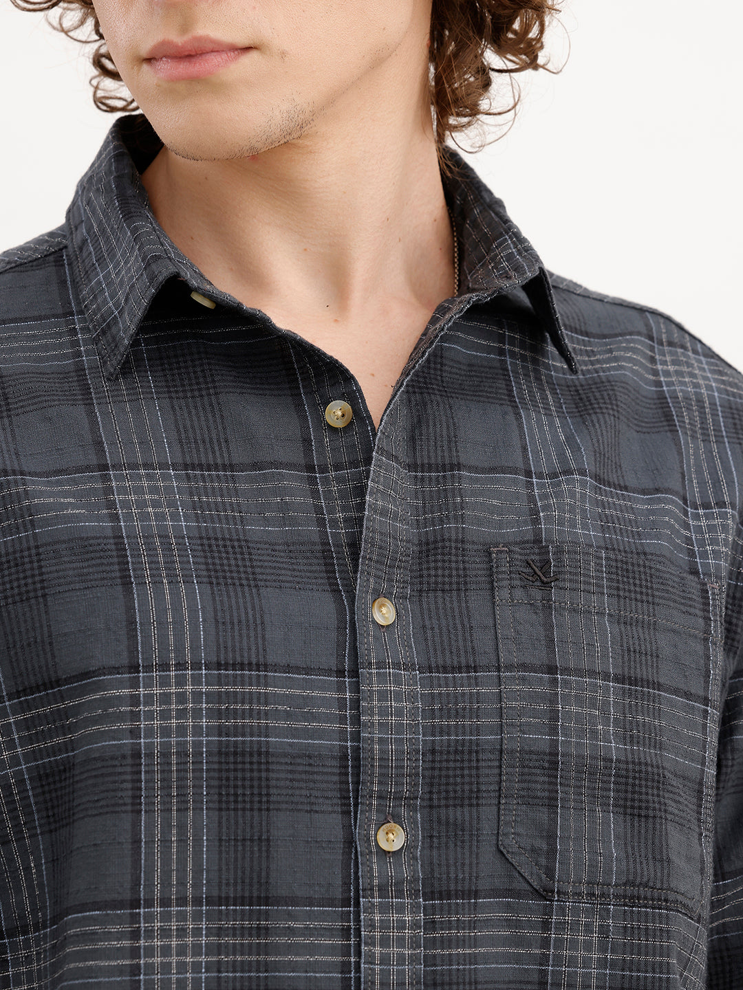 Textured Comfort Fit Shirt | Dark Grey