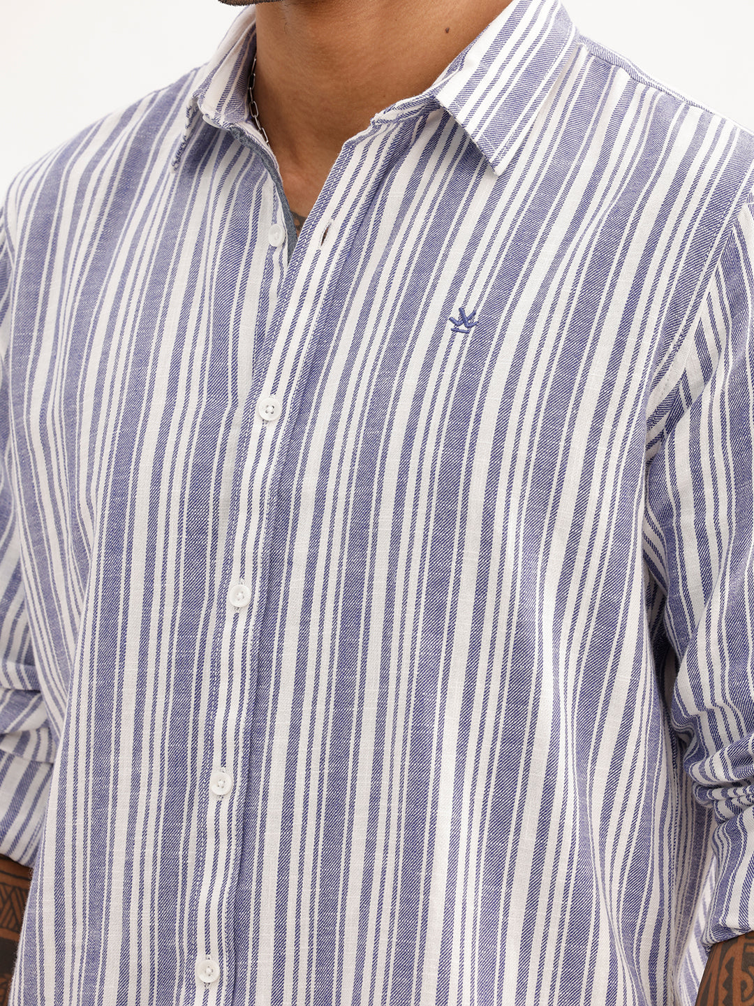 Slim Fit Striped Full Sleeve Shirt | Blue