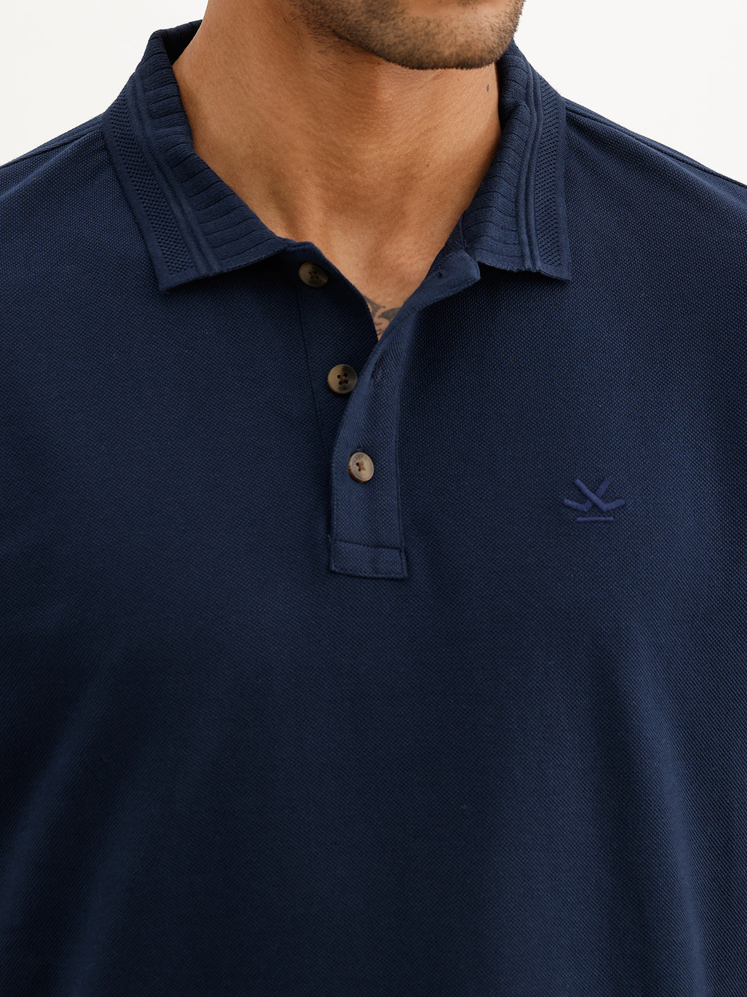 Solid Slim Fit Polo T-Shirt | Navy Blue