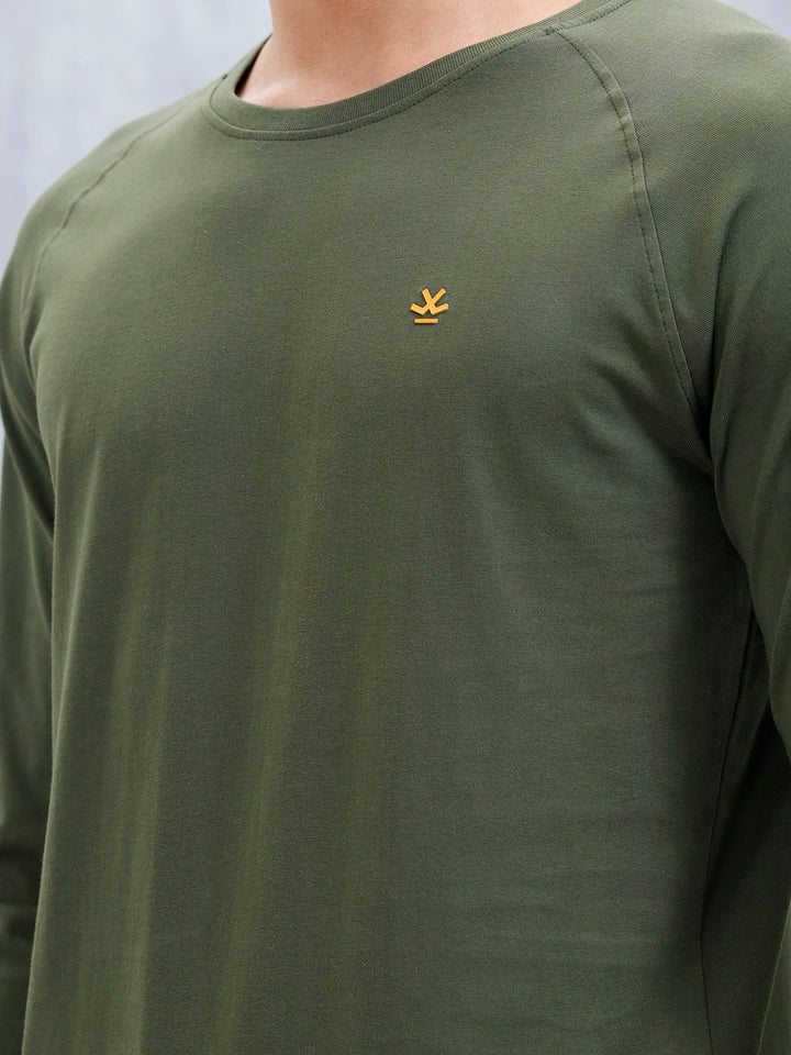 Men's Casual Raglan Sleeve T-Shirt | Olive