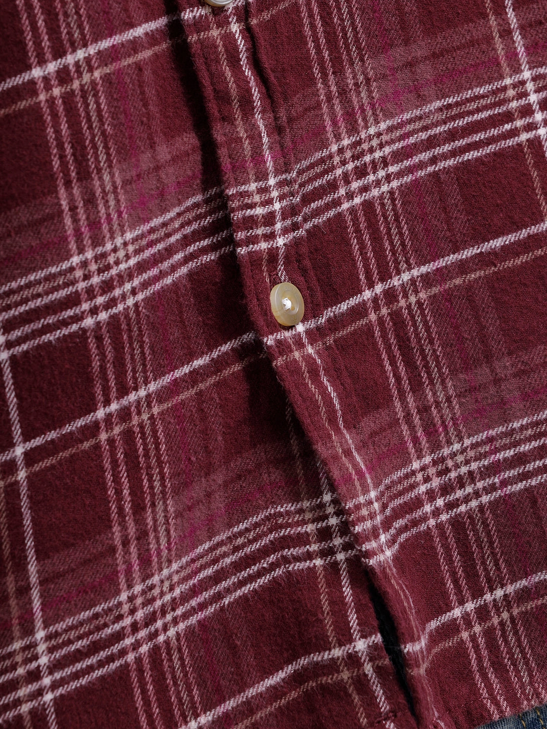 Men’s Double Pocket Checkered Pattern Shirt | Maroon