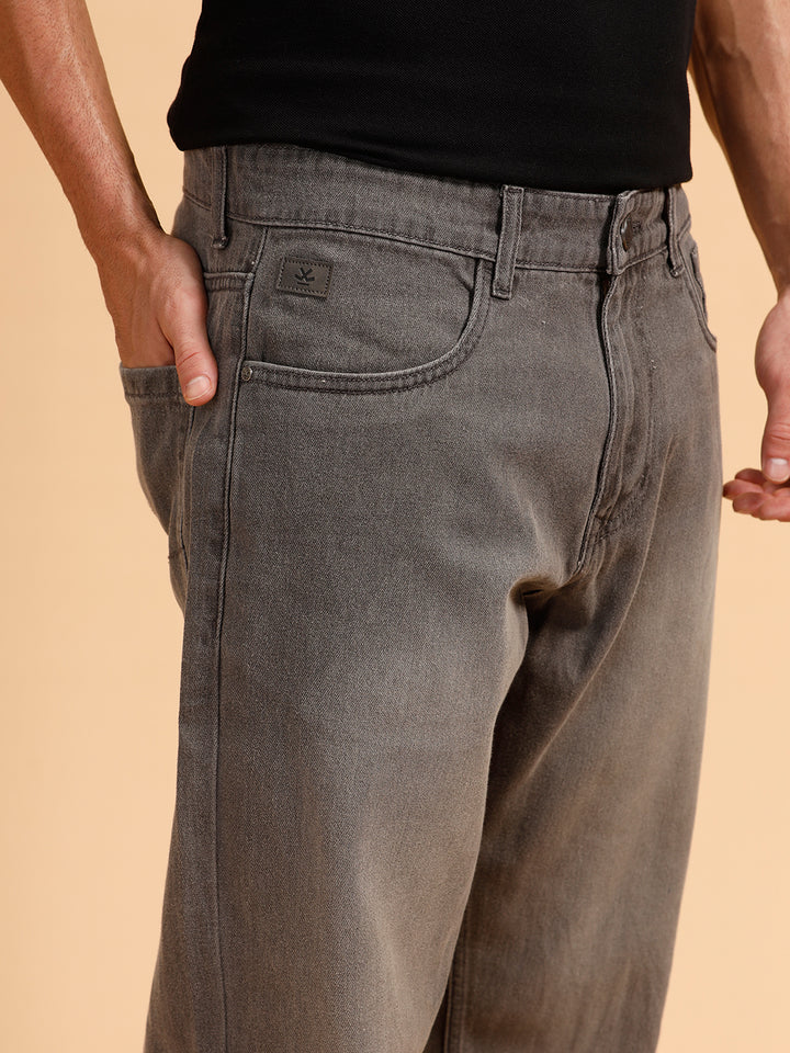 Solid Heavy Fade Anti Fit Jeans | Grey