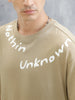 Placement Printed Oversized T-Shirt | Beige
