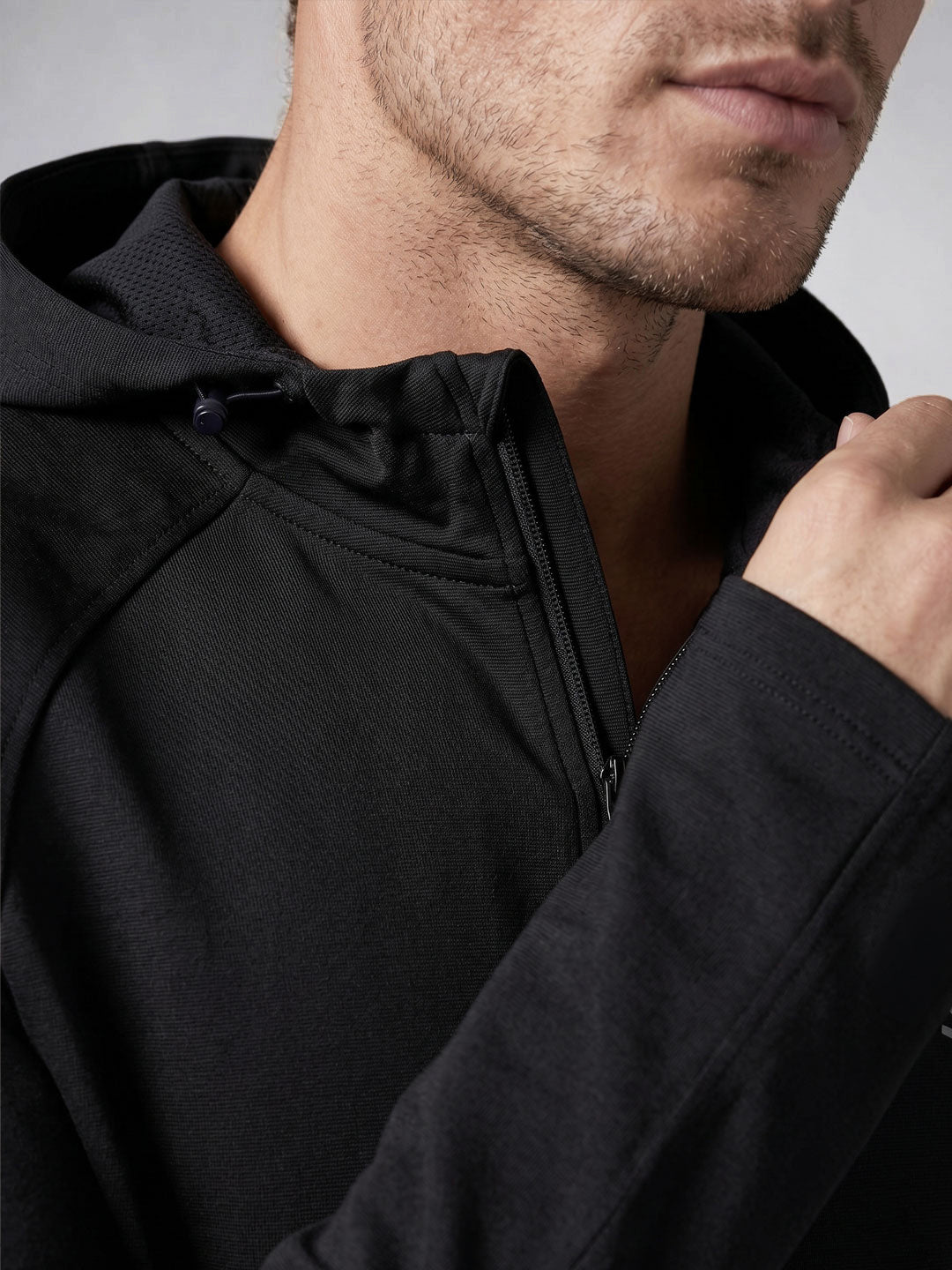 Hooded Zipper Sweatshirt | Active | Black