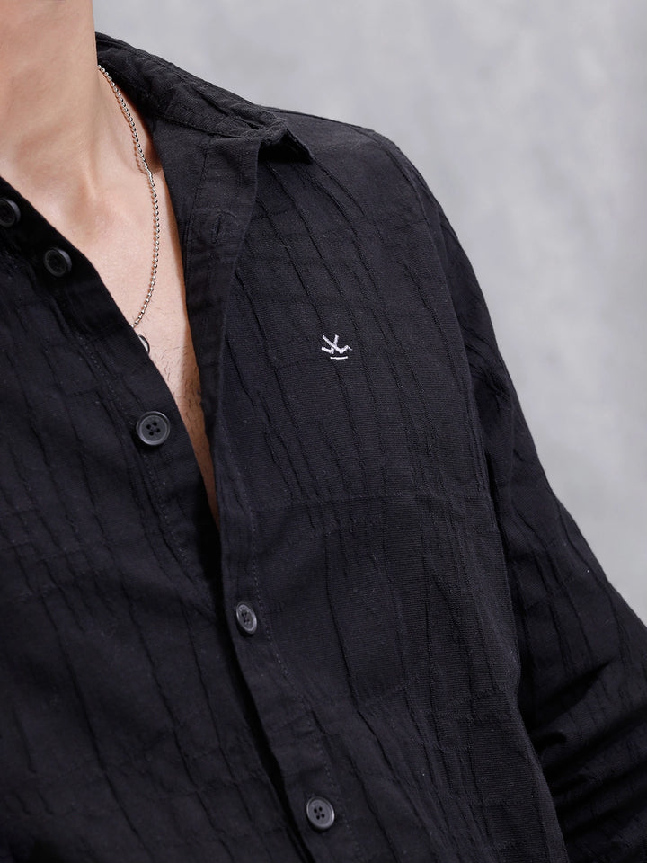 Textured Full Sleeve Shirt | Black