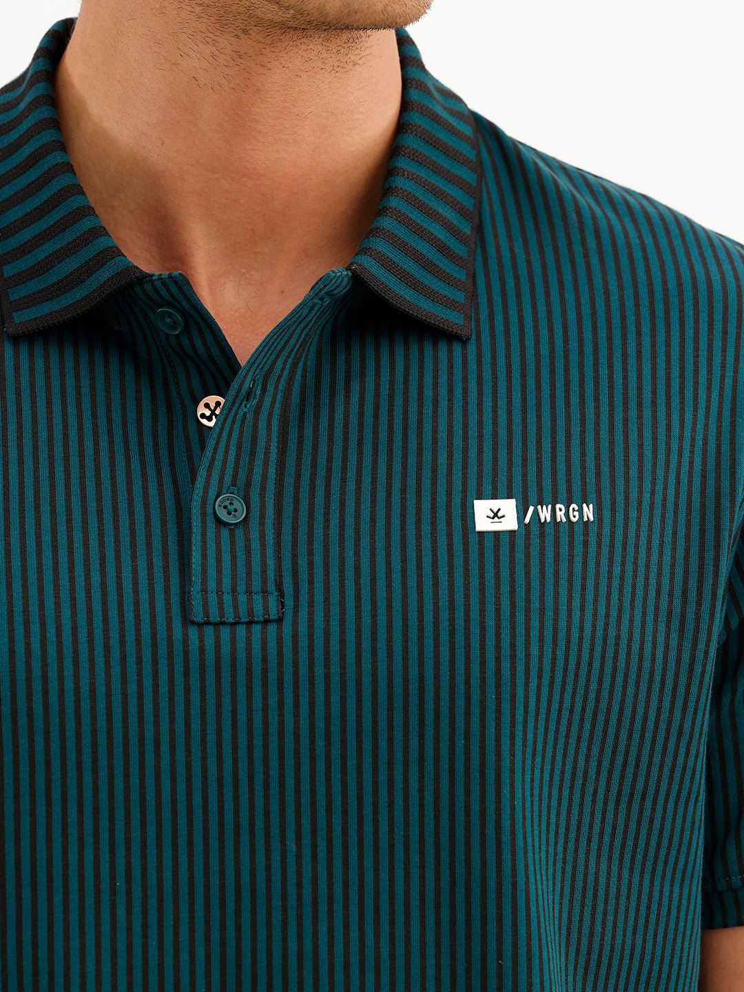 Classic Slim Fit Striped Polo T-Shirt | Green