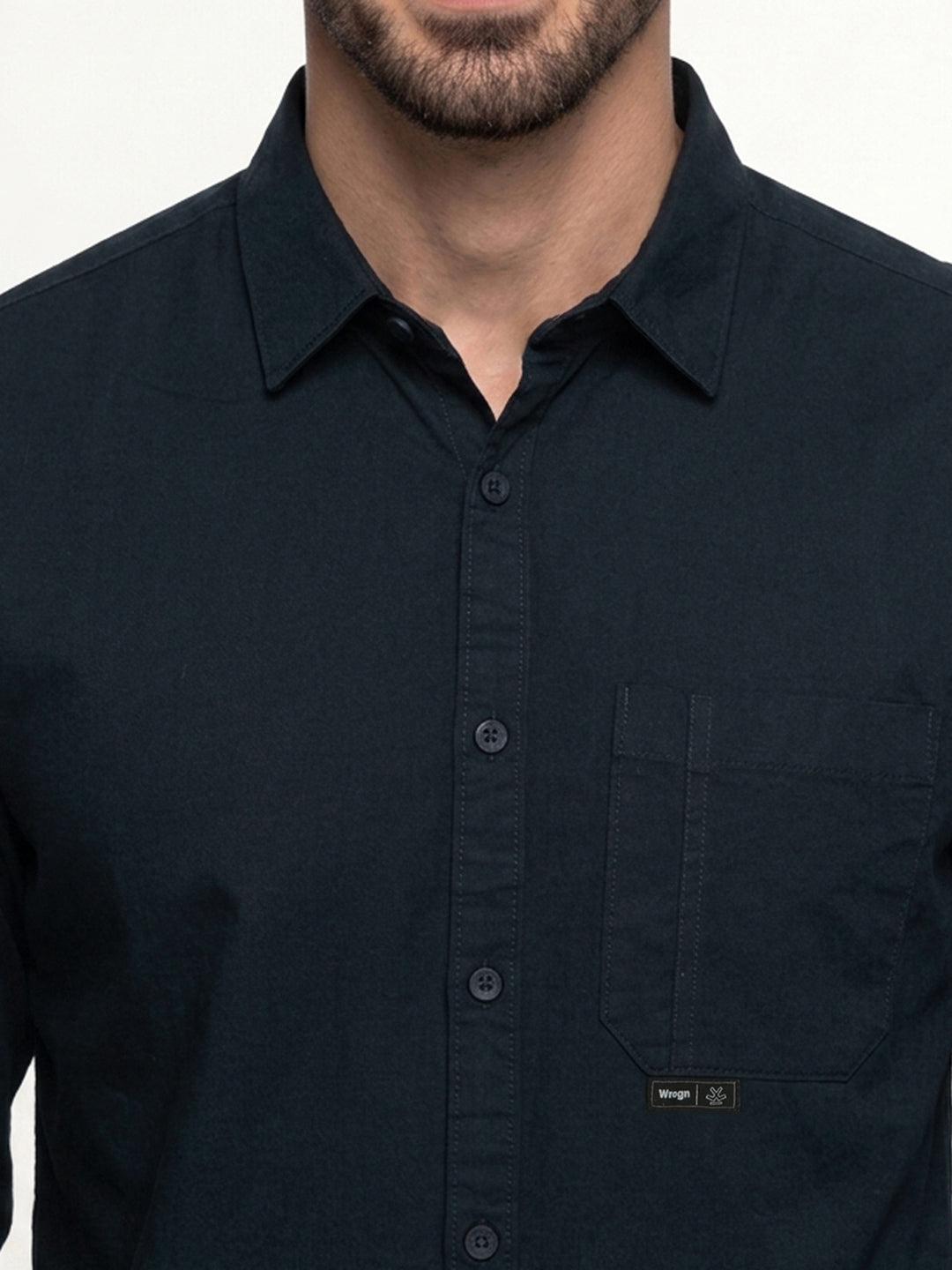 Solid Comfort Fit Full Sleeve Shirt | Navy Blue