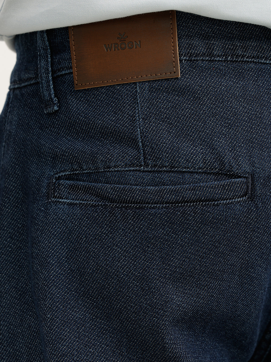 Solid Anti Fit Pleated Denim Jeans | Dark Blue