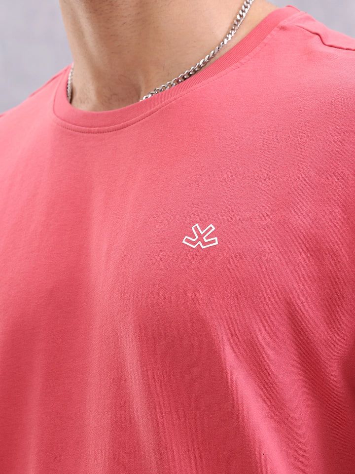 Ombre Dyed Back Graphic Printed Oversized Fit T-Shirt | Red