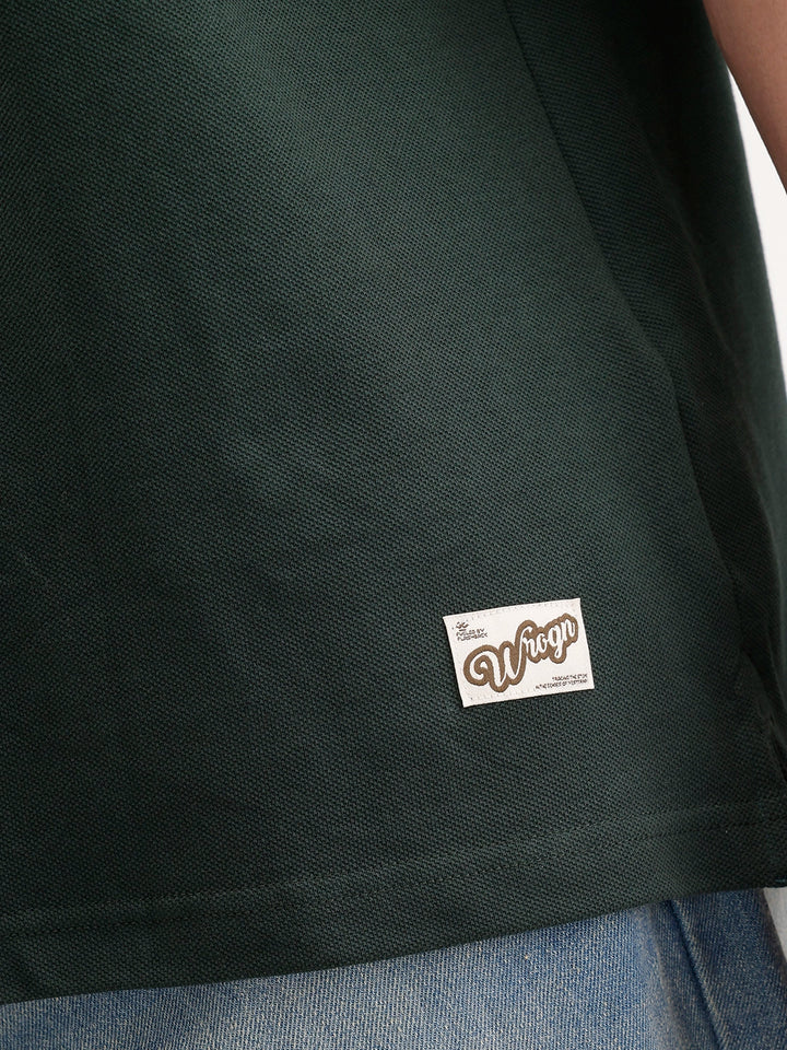 Solid Oversized Polo T-Shirt | Dark Green