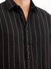 Comfort Fit Striped Textured Shirt  | Black